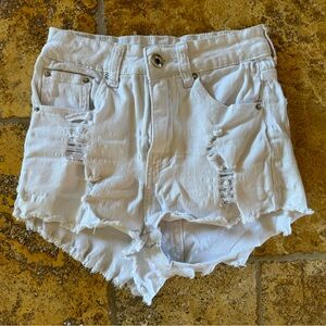SHEIN White Ripped Jean Shorts